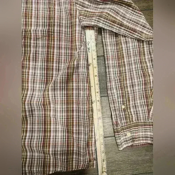 Chaps Shirt Men's 2XL XXL Yellow Red Brown Plaid Long Sleeve Button Down - Picture 6 of 6